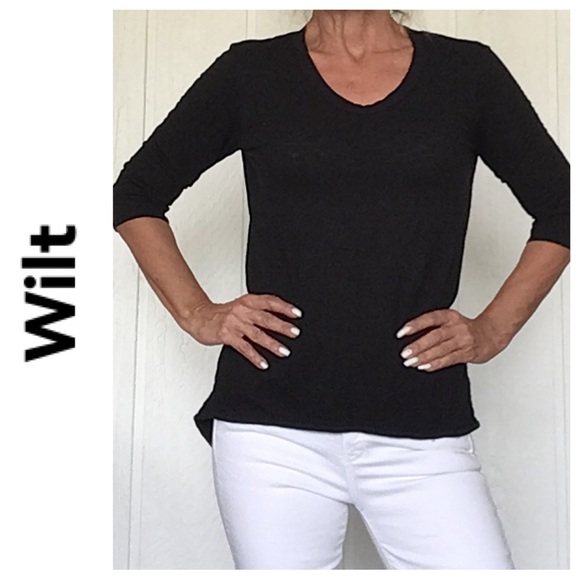 ARITZIA WILT SLUB KNIT BLACK TEE SHIRT 3/4 SLEEVES SIZE XS - Picture 5 of 12